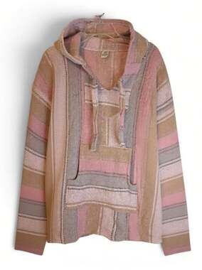 Artesanias Mickey Striped Baja Hoodie Sweater Pullover